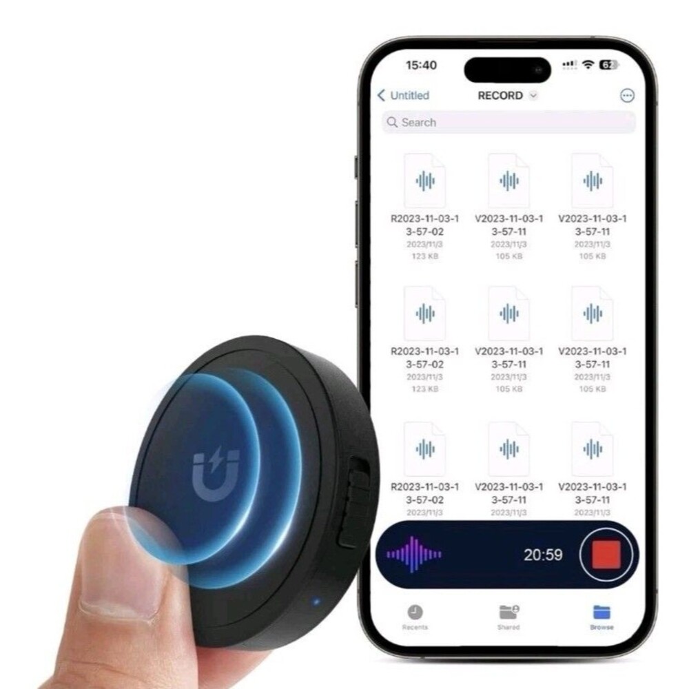 132GB Handheld USB-C Flash Voice Recorder, Voice Activated, Speaker, Magnet